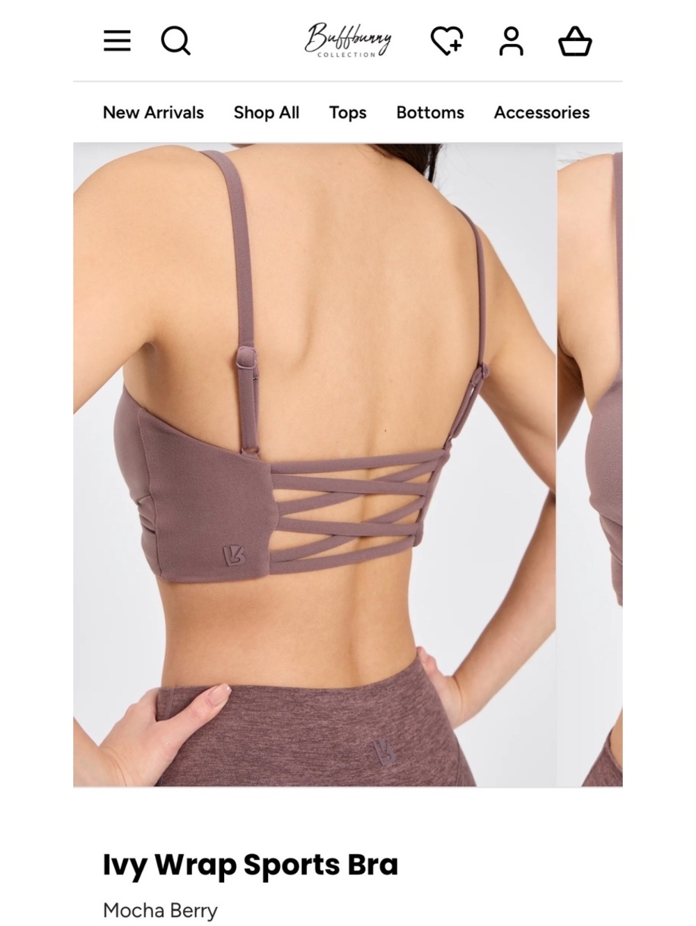 Buffbunny Collection Ivy Wrap Sports Bra in Mocha Berry, Medium